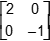 2 by 2 linear transformation matrix with top row elements 2, 0 and bottom row entries 0, negative 1